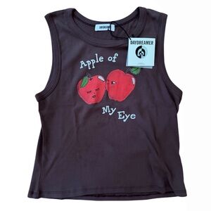 Daydreamer Apple of My Eye Brown Graphic Tank Top